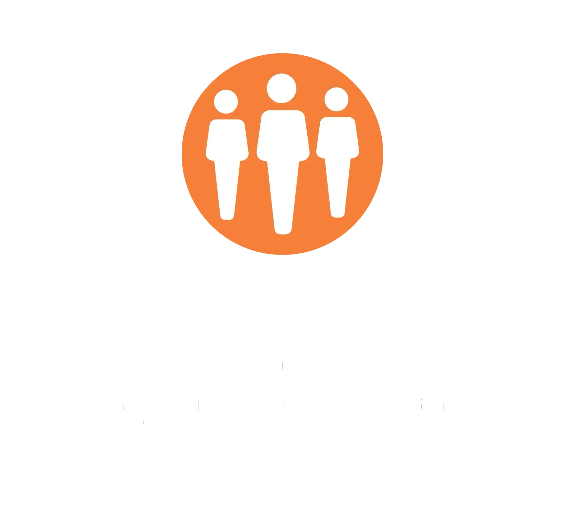 lead the way orange and white icon - people figures